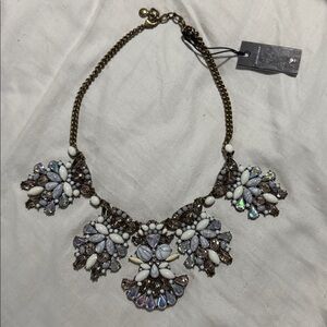 BaubleBar Statement Bib Necklace in White, Iridescent, Bronze